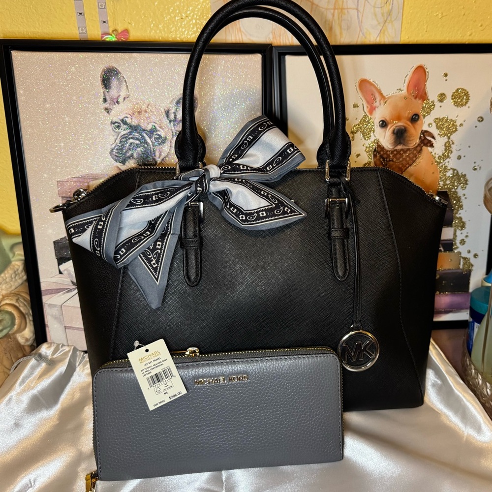 Michael Kors Ciara Satchel with NWT Wallet, Twilly & Dust Bag. 4 Piece Set